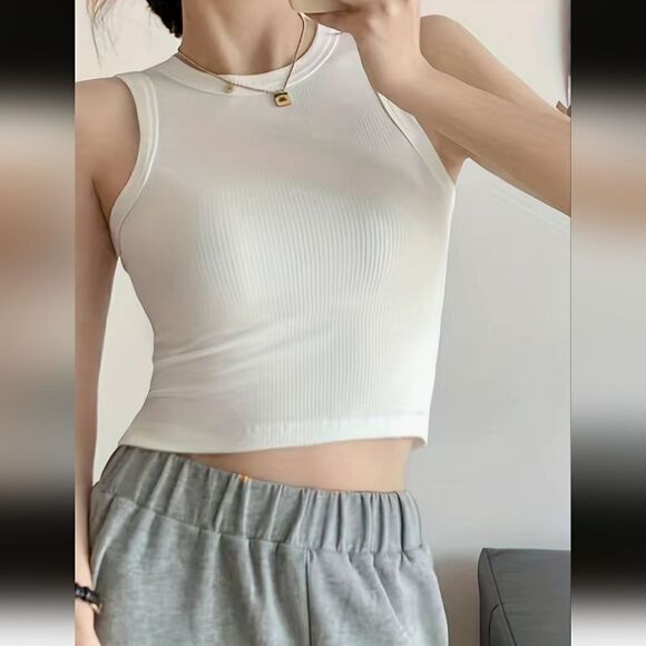 NEW Y2k Ribbed Crop Racerback Tank Top Small - Picture 5 of 5